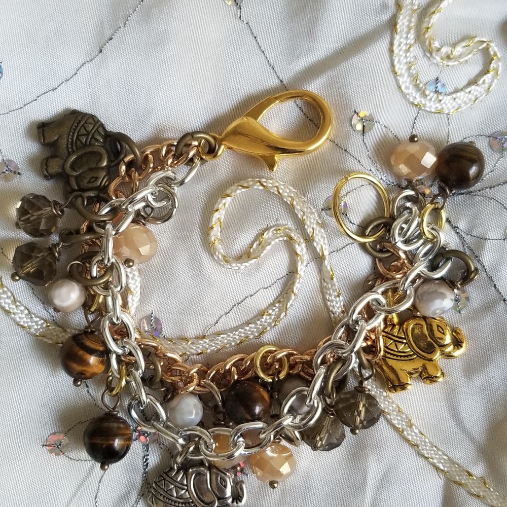 Handmade Multi-Metal Elephant Charm Bracelet